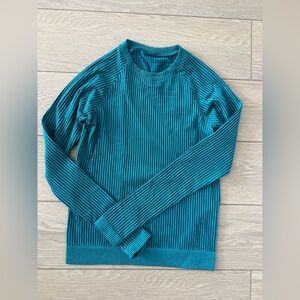 Lululemon Rest Less Pullover long sleeved top Rib Green Jasper/Oceanic